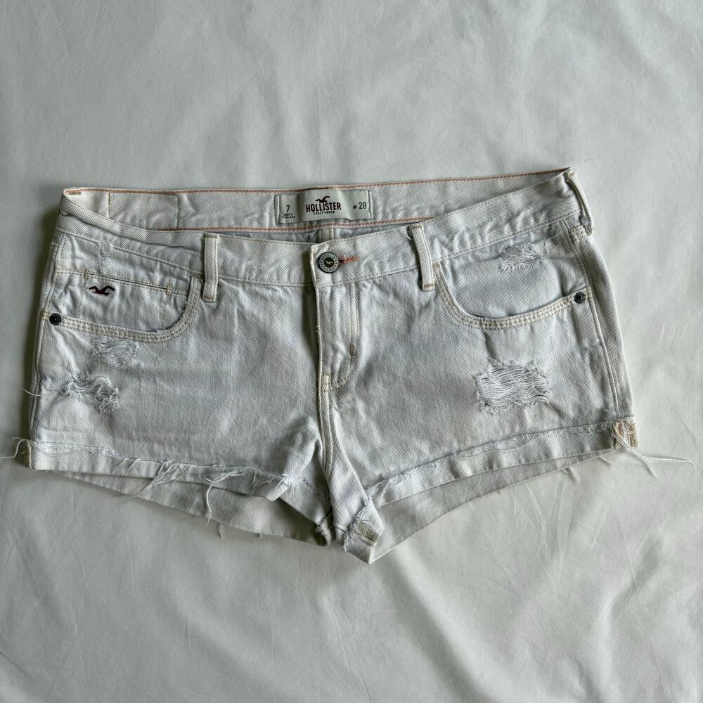 Y2K Hollister Low Rise White Denim Micro Shorts - Size 7